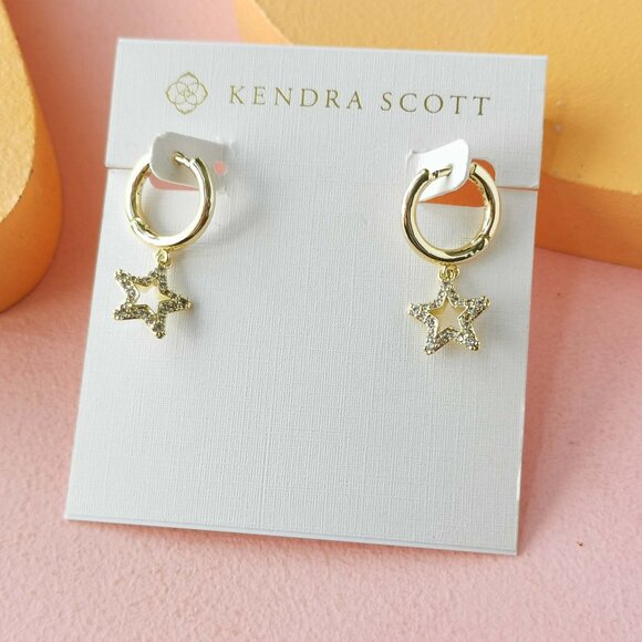 Kendra Scott Jewelry - Kendra Scott - Jae Star White Crystal Gold Earrings - NEW